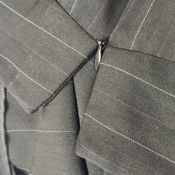 Bisou Bisou Black and White Pinstripe Diagonal Design Ruffled Skirt, 10 - Picture 3 of 6